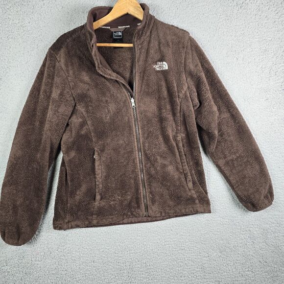 North Face Osito Brown Plush Fleece Jacket Full Zip Soft Teddy Cozy Women Large - Picture 13 of 13